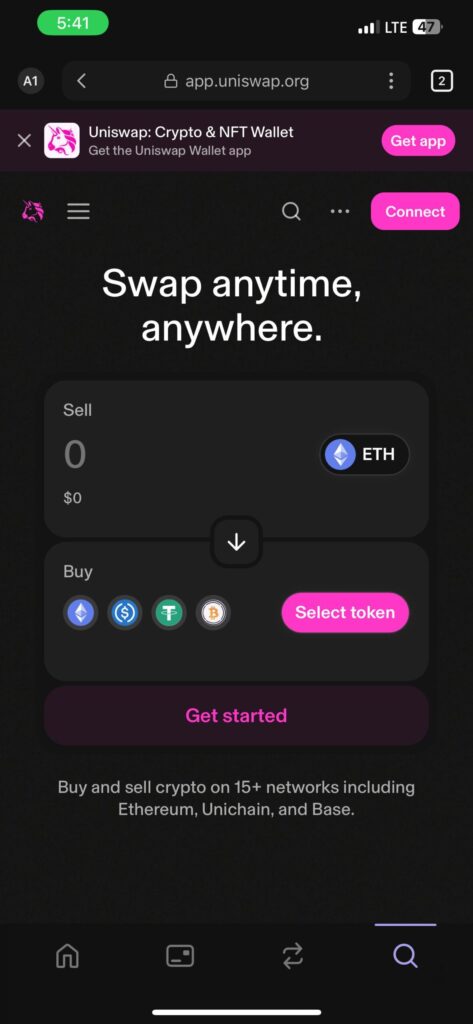آموزش اتصال کیف پول فانتوم به یونی سواپ