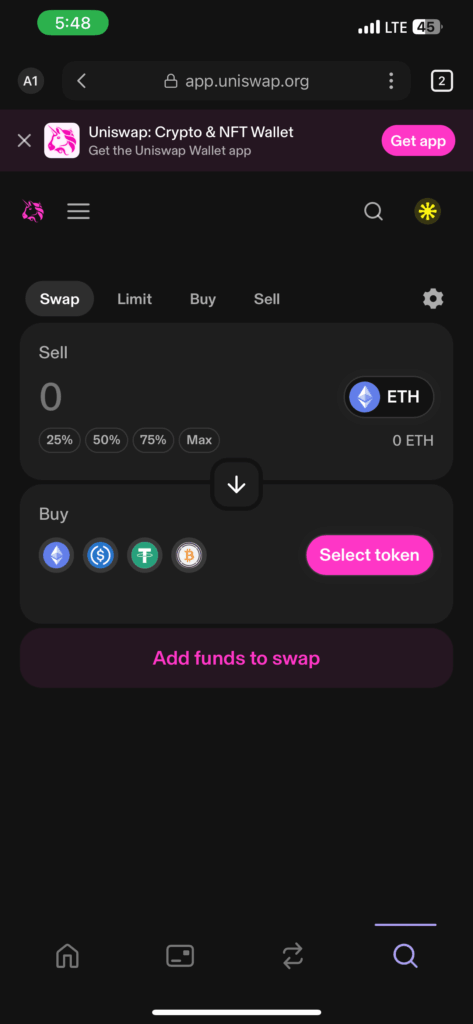 آموزش اتصال کیف پول فانتوم به یونی سواپ